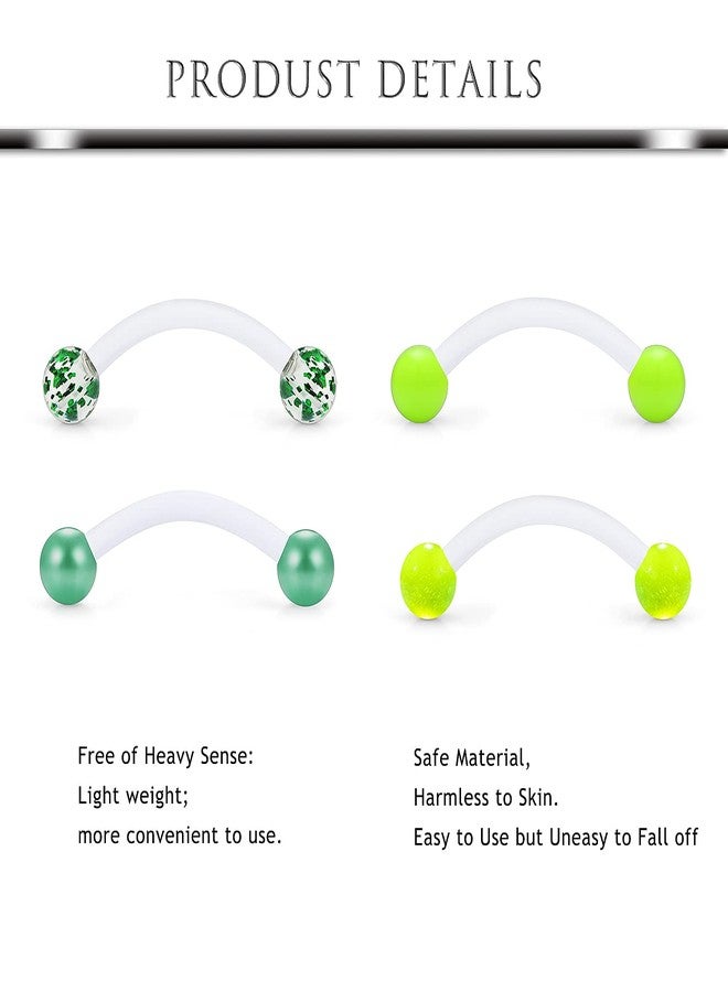 Hoeudjo 48PCS 14G Glow in The Dark Snake Eyes Tongue Rings Big Plastic Curved Barbell Nipplerings Nipple Rings Body Piercing Jewelry for Women Men 16mm (5/8 inch) - Image 2