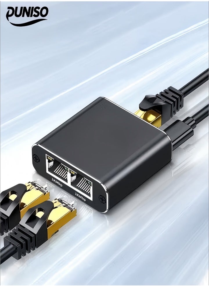 DUNISO Ethernet Splitter 1 to 2,1000Mbps Gigabit Network Splitter 2 Port,LAN Splitter，with USB Type-C Power Cable，for Computer, Hub, Switch, Router, ADSL, Suitable For Home, School, Dormitory, Enterprise, Villa  - Image 1