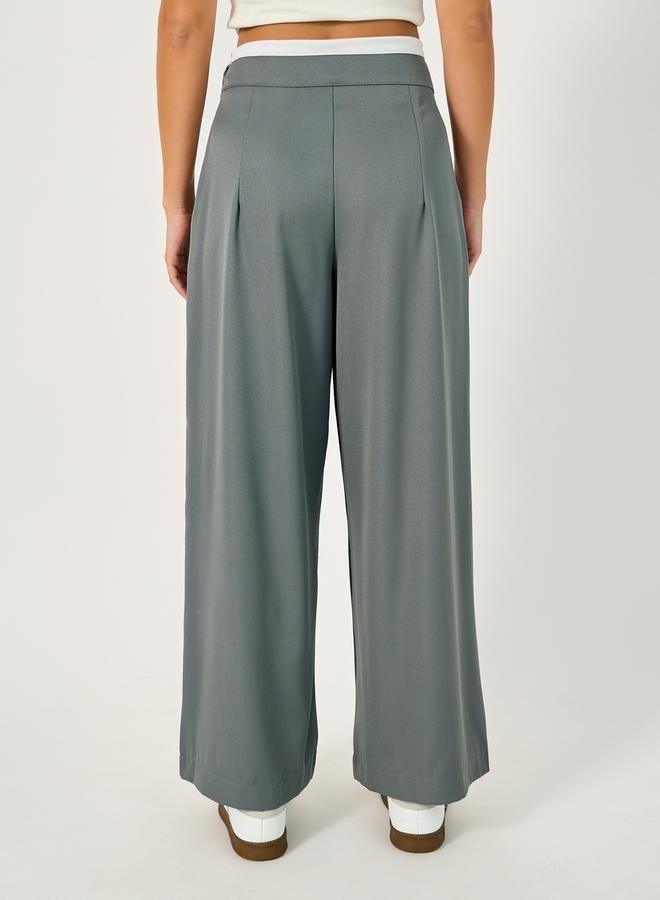 Styli Wide Leg Pants with Contrast Drawstring Waistband  - Image 4
