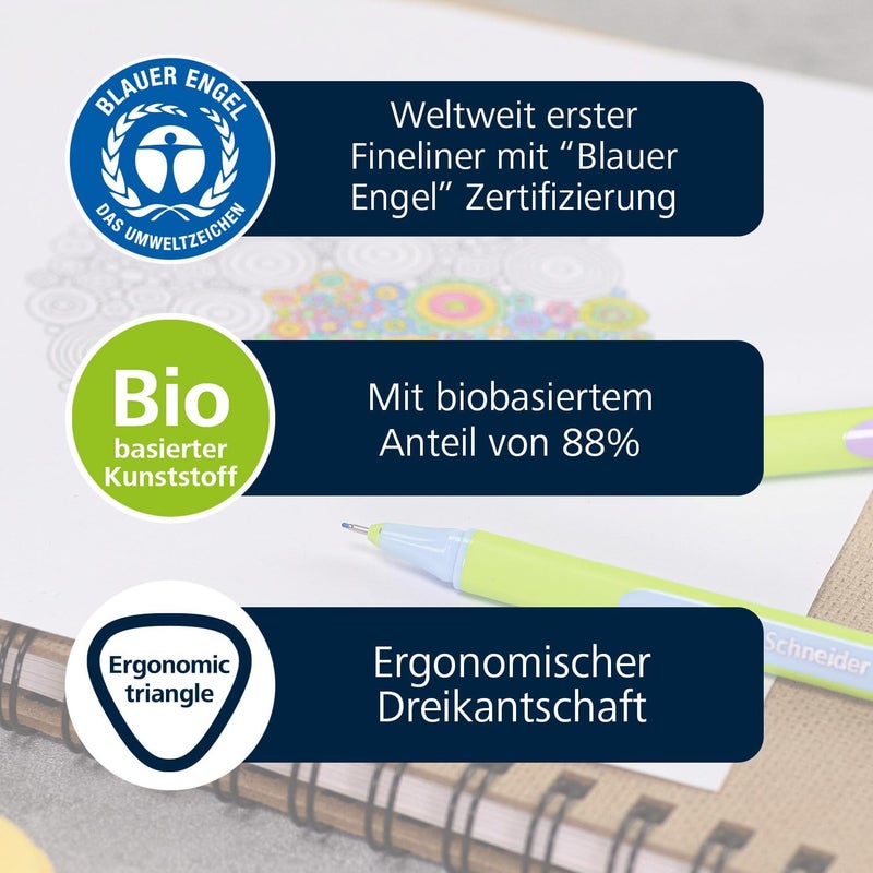 Schneider قلم فايلاينر من شneider مع حقيبة قابلة للوقوف، 0.4 مم، 16 قطعة، ألوان متنوعة (191092) - Image 3