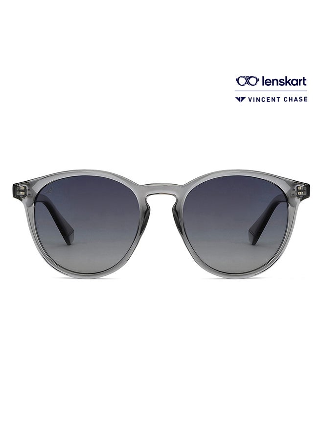 VINCENT CHASE Unisex Mirage Full Rim Round Polarized & UV Protected Sunglasses For Men & Women VC S13972 - 51mm - Grey - Image 1