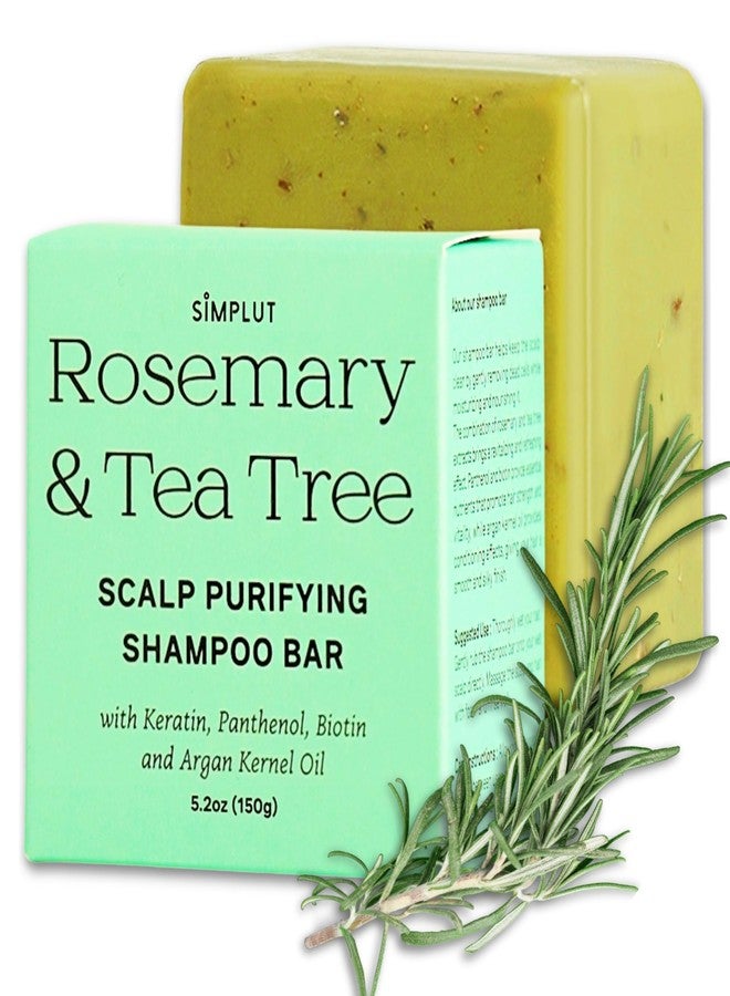 SIMPLUT Rosemary & Tea-Tree Scalp Clarifying Shampoo Bar with Keratin, Panthenol, Biotin and Argan-Oil (5.2oz) | Sulfate Free, All Natural, Hair Moisturizing & Nourishing Soap, Deep Cleansing Solid Shampoo - Image 1