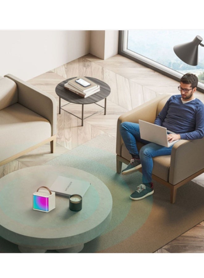 Bluetooth Speaker Beige With 2 Wireless Microphones For Karaoke Play Music Portable  Voice Changing Effects LED Dancing Light Remove Original Singer's Voice For Kids Adults - Image 5