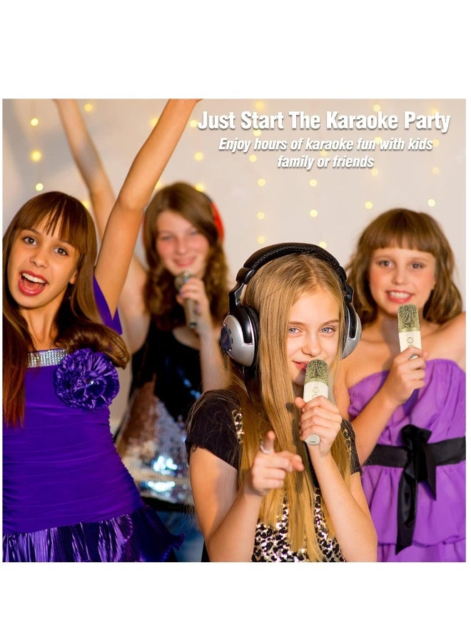 Bluetooth Speaker Beige With 2 Wireless Microphones For Karaoke Play Music Portable  Voice Changing Effects LED Dancing Light Remove Original Singer's Voice For Kids Adults - Image 2