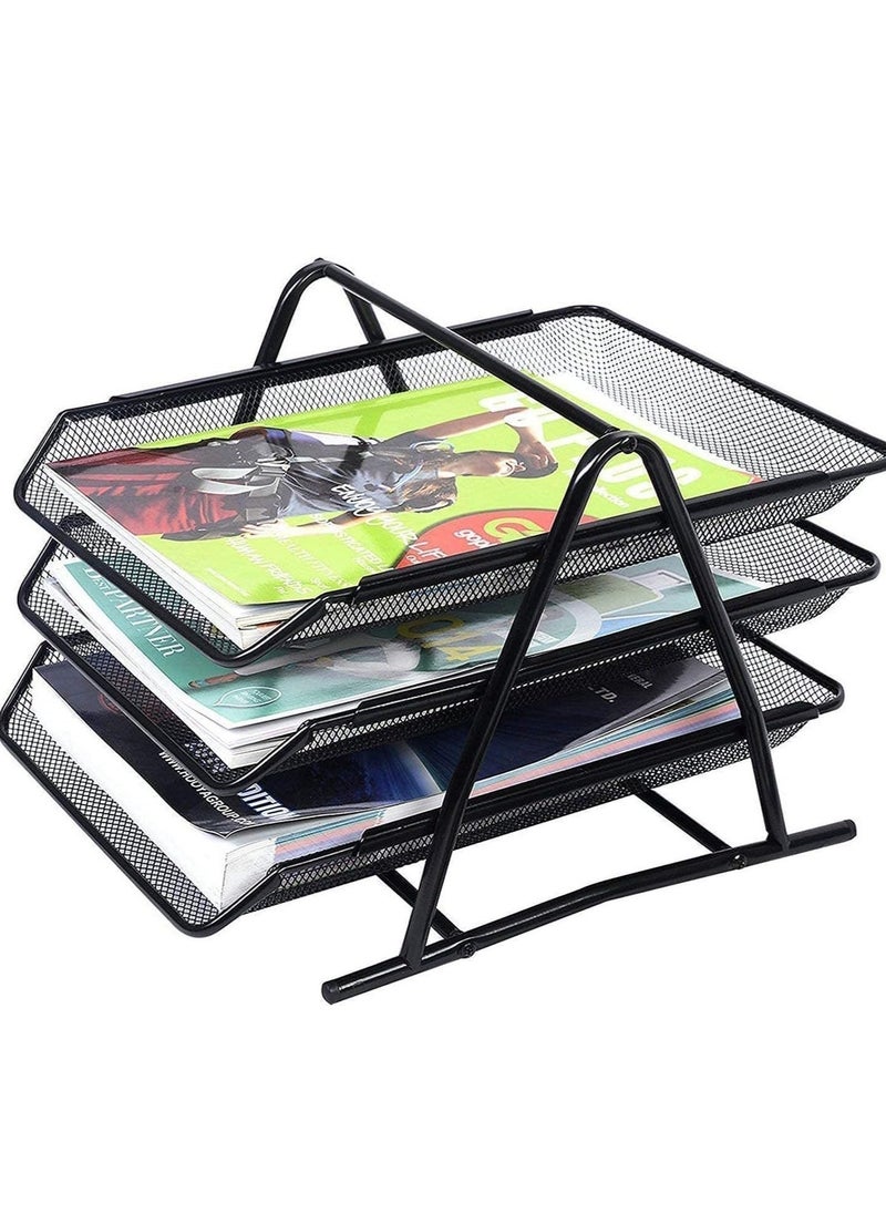 ELTRAZONE 3-Tier Metal Mesh File Organizer – Desk Tray for A4 Papers, Letters & Folders, Desktop Storage Solution for Office & Home Use, Durable & Stylish, Ideal for Organizing Workspace - Image 3
