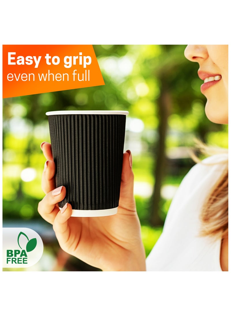 EcoEdge EcoEdge 8 Oz Disposable Ripple Multi Layered Insulated Paper Cups (Pack of 100) | For Juice, Tea | Recyclable, Durable, Elegant, Fancy | Food Grade, For Take Away and Delivery | 100% Compostable  - Image 5