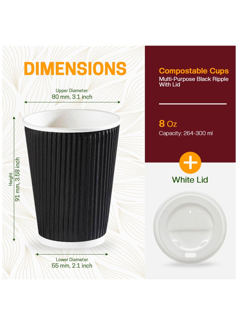 EcoEdge EcoEdge 8 Oz Disposable Ripple Multi Layered Insulated Paper Cups (Pack of 100) | For Juice, Tea | Recyclable, Durable, Elegant, Fancy | Food Grade, For Take Away and Delivery | 100% Compostable  - Image 4