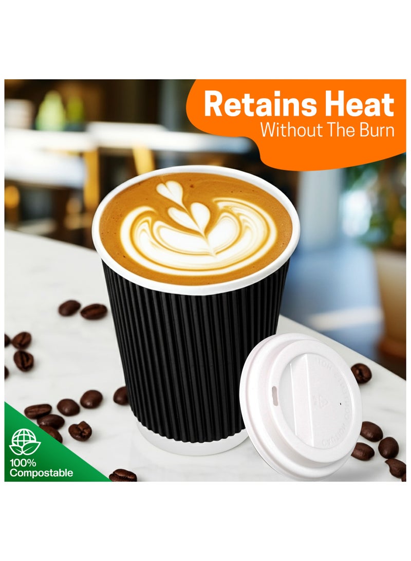 EcoEdge EcoEdge 8 Oz Disposable Ripple Multi Layered Insulated Paper Cups (Pack of 100) | For Juice, Tea | Recyclable, Durable, Elegant, Fancy | Food Grade, For Take Away and Delivery | 100% Compostable  - Image 3