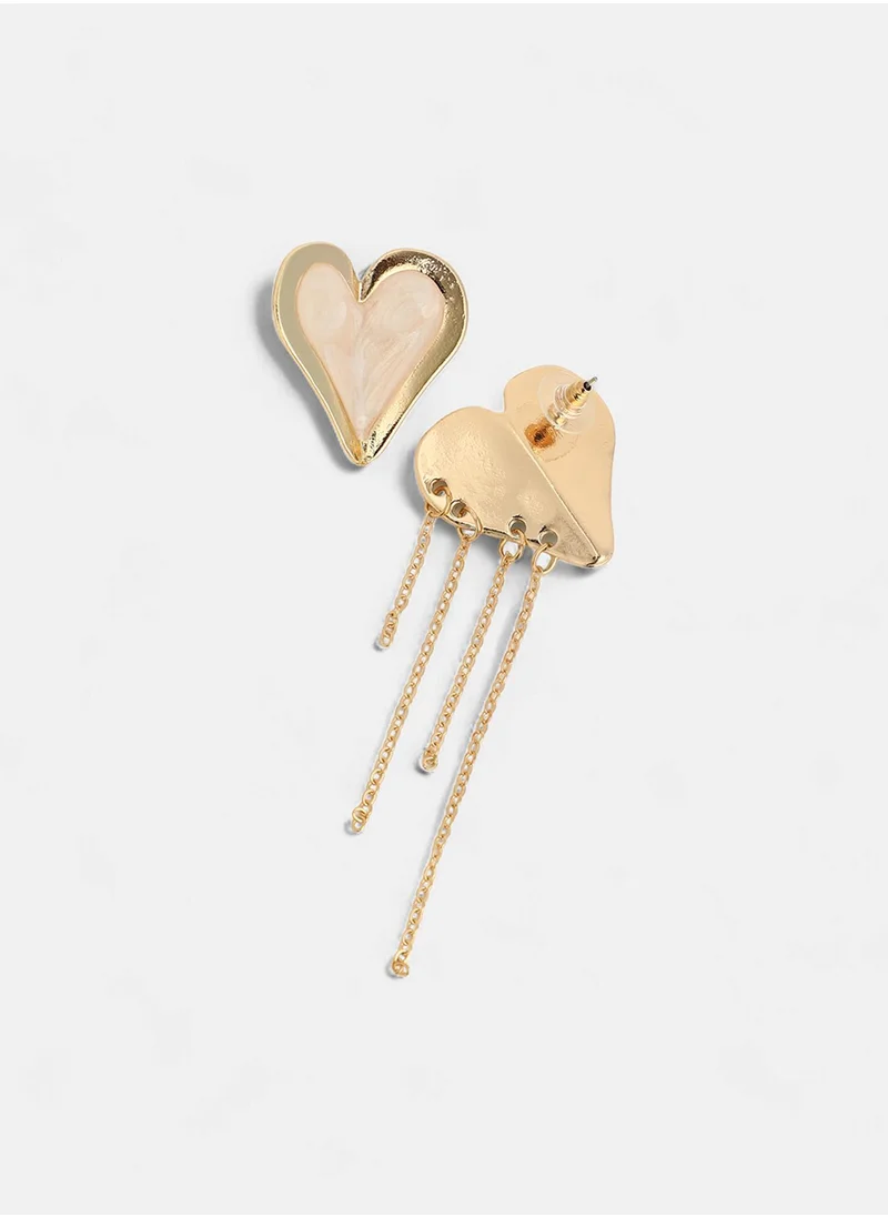 SOHI The Heart-Fold Tasselled Stud Earrings
