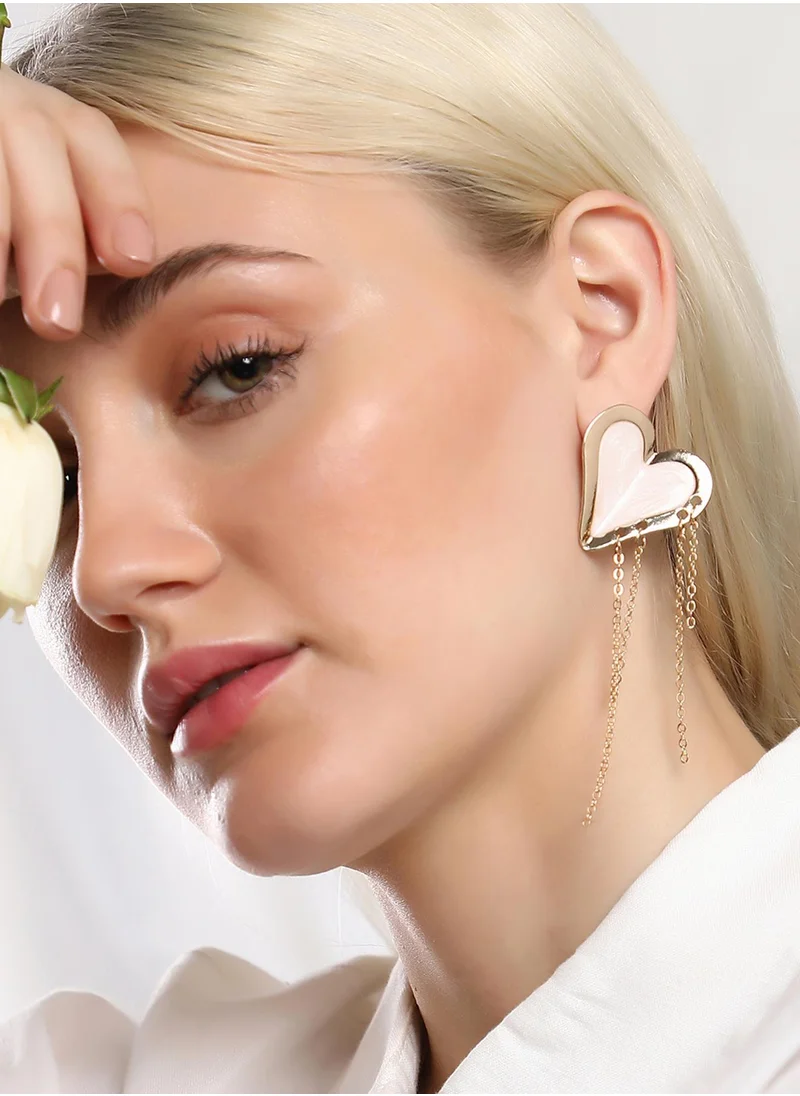 SOHI The Heart-Fold Tasselled Stud Earrings