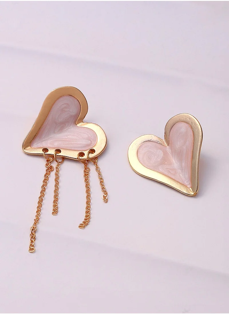 SOHI The Heart-Fold Tasselled Stud Earrings