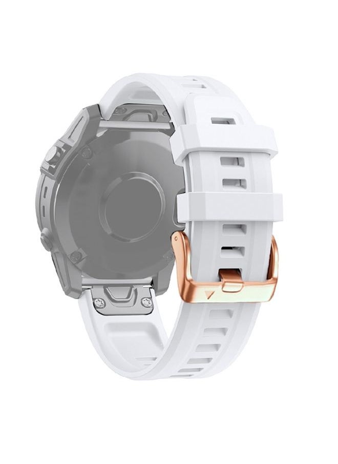 Generic - Replacement Strap For Garmin Fenix 6S Pro 20mm Rose Gold Buckle Silicone Watch Band White - Image 1