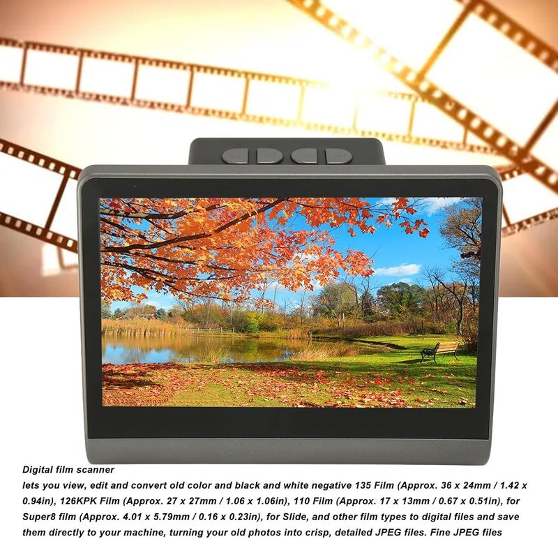 ماسح Dpofirs 7 HD الرقمي للأفلام، محول شرائح 48 ميجابكسل إلى صور رقمية، يعرض ويحول شرائح 135 و126Kpk و110، صور JPEG عالية الدقة (قابس المملكة المتحدة 100-240 فولت) - Image 2