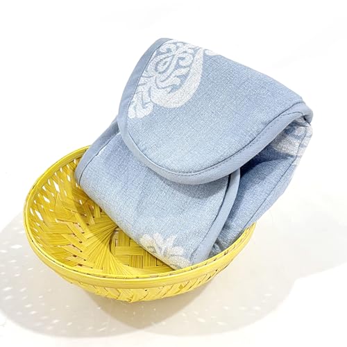 Swayam 100% Cotton Cloth Roti Casserole | Hot Chapati Box | Washable Bread Basket | 22 cm Round Roti Basket | Ethnic Motif Design - Blue - Image 4
