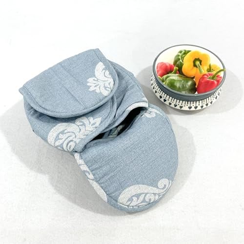 Swayam 100% Cotton Cloth Roti Casserole | Hot Chapati Box | Washable Bread Basket | 22 cm Round Roti Basket | Ethnic Motif Design - Blue - Image 2