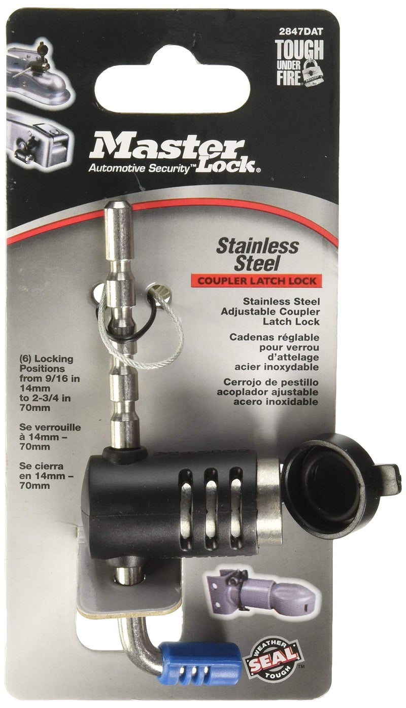 Master Lock Trailer Lock, Stainless Steel Adjustable Coupler Latch Lock, 2847DAT - Image 2