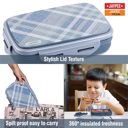 JAYPEE Ecosteel Sr. Inner Stainless Steel Insulated Lunch Box for School Kids |Airtight Leakproof Tiffin Box for Kids |Food Grade|BPA Free, 550 ml, Benz Blue - Image 4
