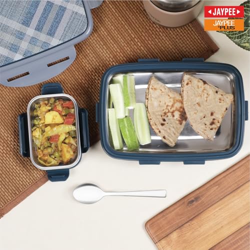 JAYPEE Ecosteel Sr. Inner Stainless Steel Insulated Lunch Box for School Kids |Airtight Leakproof Tiffin Box for Kids |Food Grade|BPA Free, 550 ml, Benz Blue - Image 2