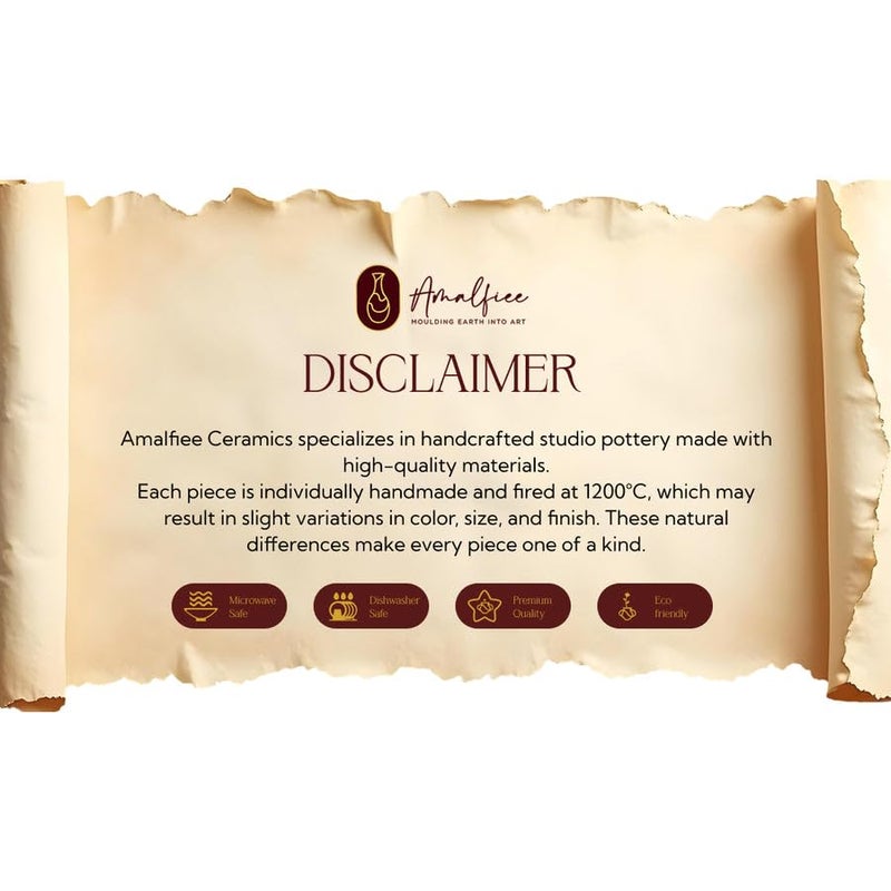 AMALFIEE طقم عشاء سيراميك أمالفية روج الفاخر | 8 قطع لعائلة من 2 | آمن للاستخدام في الميكروويف وغسالة الصحون | خالي من رماد العظام | أطباق وأوعية أنيقة | طقم أواني للطعام والهدايا - Image 5
