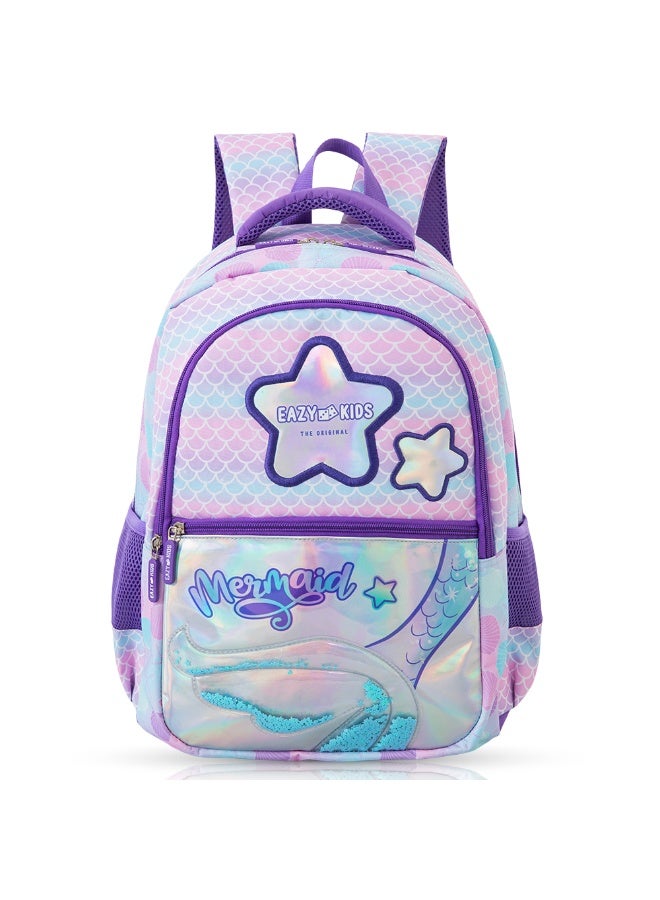 Eazy Kids 16” Trolley School Bag Set of 3 w/ Universal School Bag Trolley–Backpack, Lunch Bag & Pencil Case, Purple - Image 5