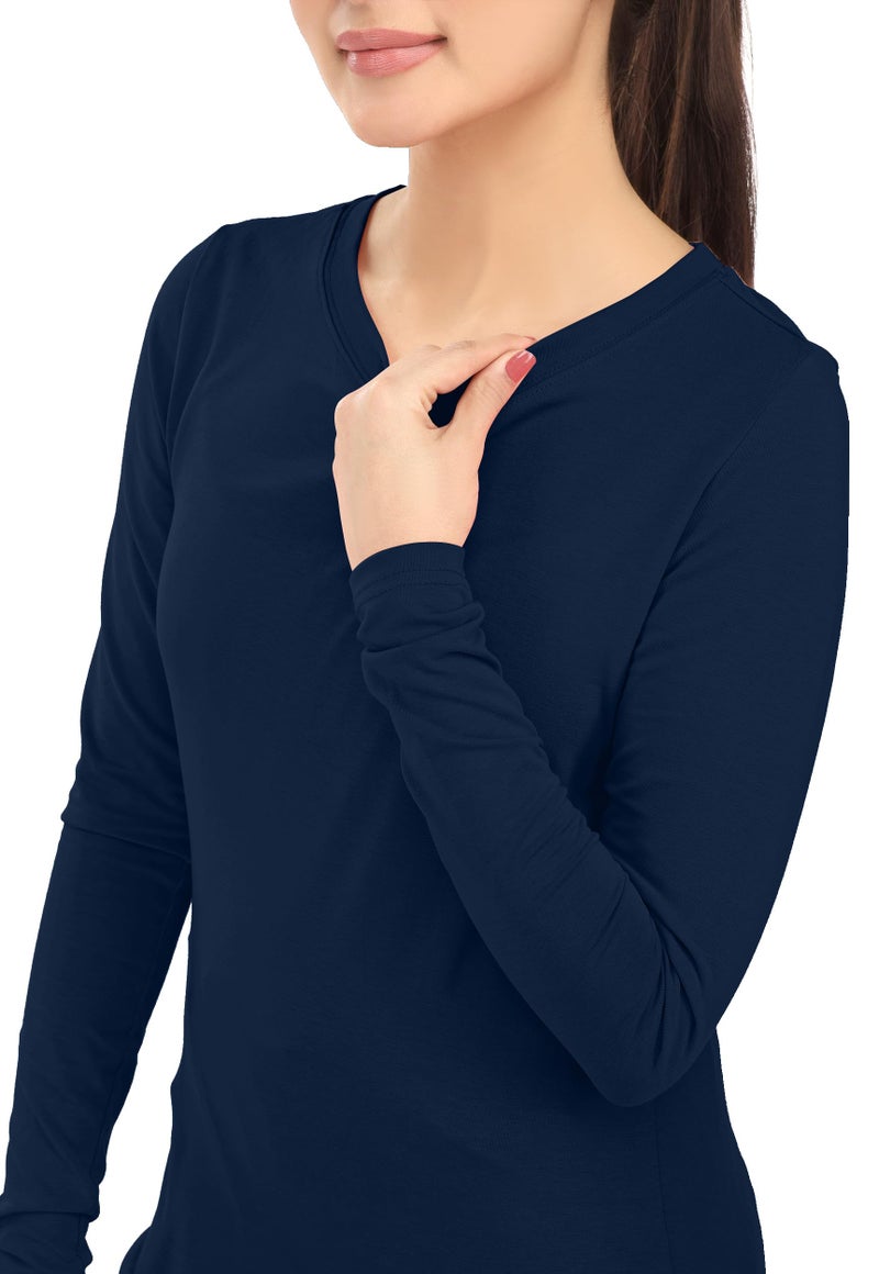 NY Threads Womens Under Scrub Slim Fit Long Sleeve T-Shirt Underscrub Comfort Tee, X-Large, Navy - Image 3