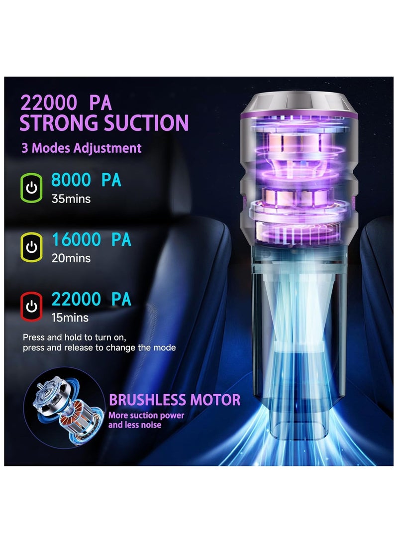 MORTICO Car Vacuum Cleaner,22000 PA High Power Mini Vacuum Cleaner,Rechargeable Handheld Vacuum,Portable Cordless Compressed Air Duster Air Blower for Car Home - Image 2