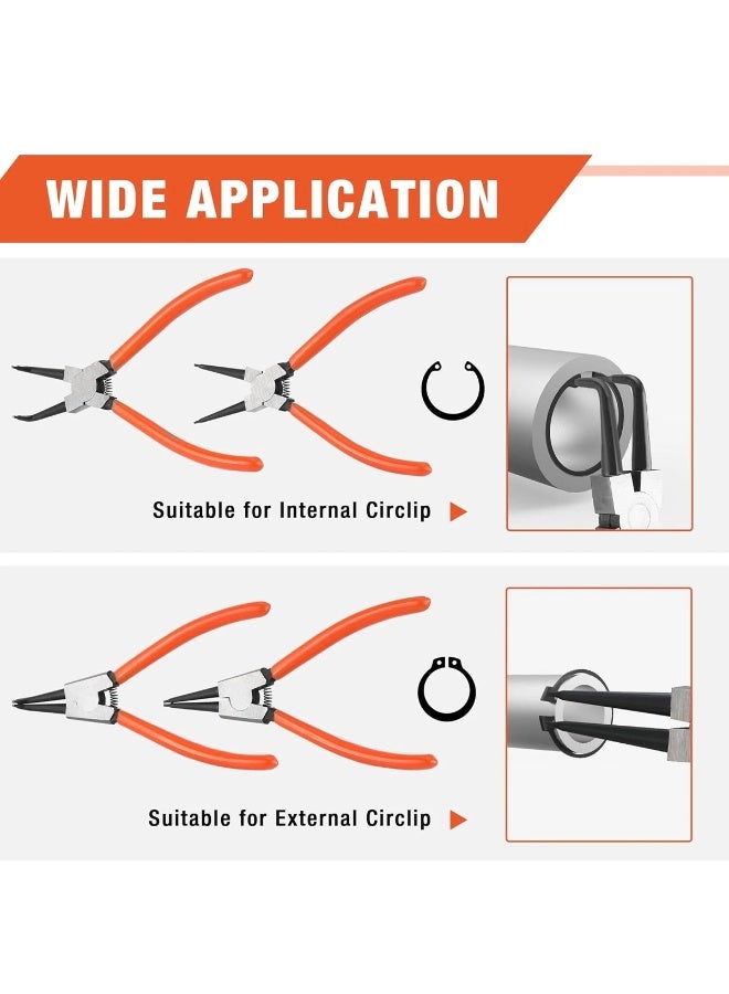 MAXFINE 180mm 4PCS Circlip Pliers Set - Precision, Durable, Comfortable Grip for External & Internal Circlips (YX-1010) - Image 5