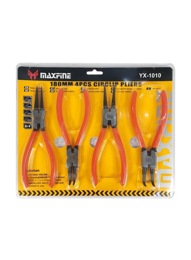MAXFINE 180mm 4PCS Circlip Pliers Set - Precision, Durable, Comfortable Grip for External & Internal Circlips (YX-1010) - Image 2