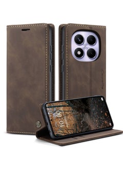 CaseMe Phone Case Luxury PU Leather Design 013 Flip Cover Card Slot Holder Cover For Redmi Note 14 Pro 4G (Coffe)  - Image 2