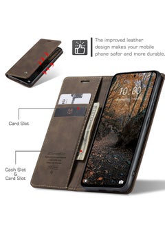 CaseMe Phone Case Luxury PU Leather Design 013 Flip Cover Card Slot Holder Cover For Redmi Note 14 Pro 4G (Coffe)  - Image 4