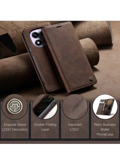 CaseMe Phone Case Luxury PU Leather Design 013 Flip Cover Card Slot Holder Cover For Redmi Note 14 Pro 4G (Coffe)  - Image 5