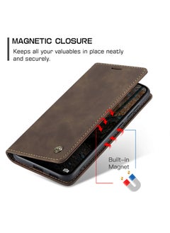 CaseMe Phone Case Luxury PU Leather Design 013 Flip Cover Card Slot Holder Cover For Redmi Note 14 Pro 4G (Coffe)  - Image 3