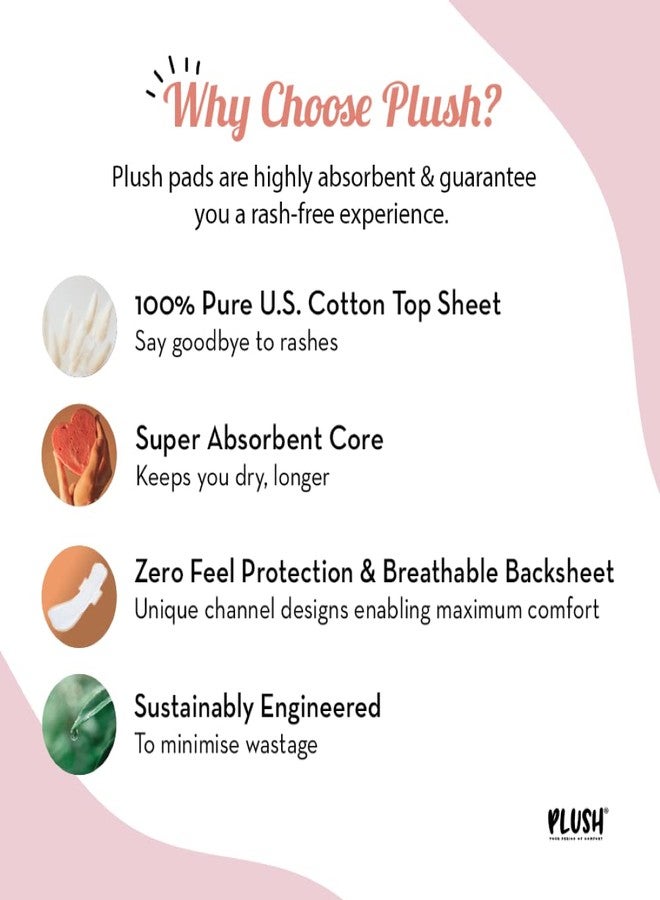 Plush Travel Kit Sanitary Pads for Women 100% Pure U.S. Cotton Senitary Napkins | 1 Light Flow Pad (L) 1 Heavy Flow (XL) & 1 Panty Liner | Vegan Ultra-Thin & Rash-Free For All Skin Types | Perfect for Every Cycle - Image 5