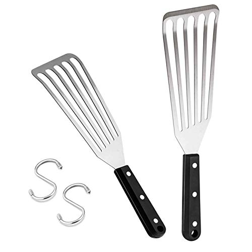 HaSteeL 2 Pack Fish Spatula Turner, 12.5" & 11" Stainless Steel Slotted Spatula Set for Kitchen Cooking, Flipping, Turning, Frying & Grilling, Full Tang ABS Handle, Dishwasher Safe - Image 1
