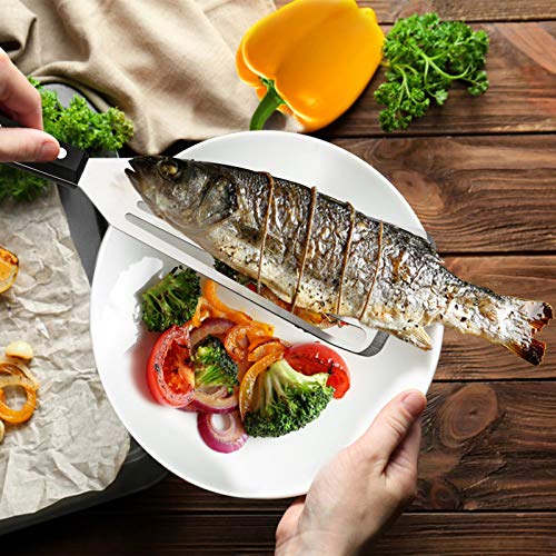 HaSteeL 2 Pack Fish Spatula Turner, 12.5" & 11" Stainless Steel Slotted Spatula Set for Kitchen Cooking, Flipping, Turning, Frying & Grilling, Full Tang ABS Handle, Dishwasher Safe - Image 4