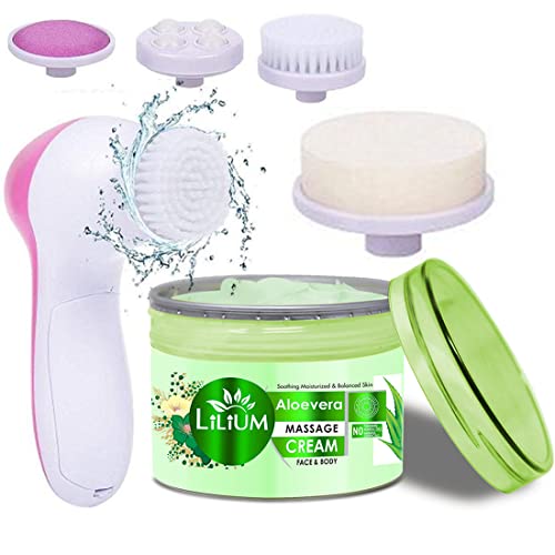 Lilium Aloe Vera Face & Body Massage Cream & Multifunction 5in1 Massager (250g) - Image 1