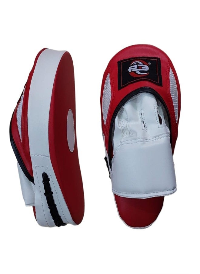 PE Professional Curved Focus Pads Boxing Training Mitts | Synthetic Leather Strike Shields | Shock Absorbing for Combat Sports Training (Red) - Image 1