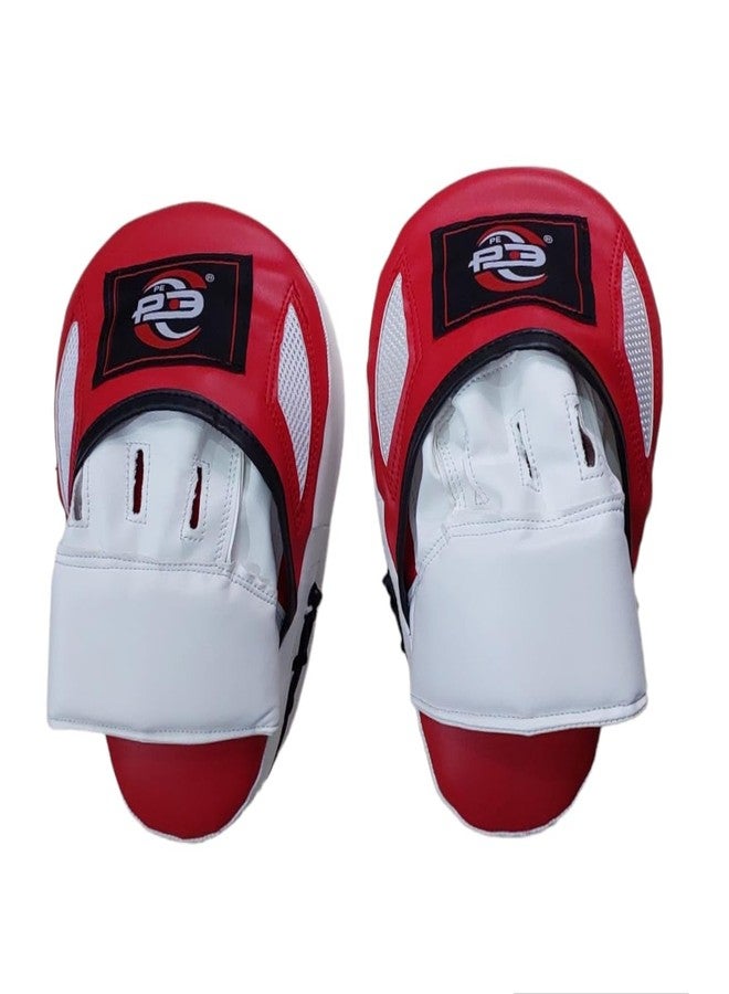 PE Professional Curved Focus Pads Boxing Training Mitts | Synthetic Leather Strike Shields | Shock Absorbing for Combat Sports Training (Red) - Image 3