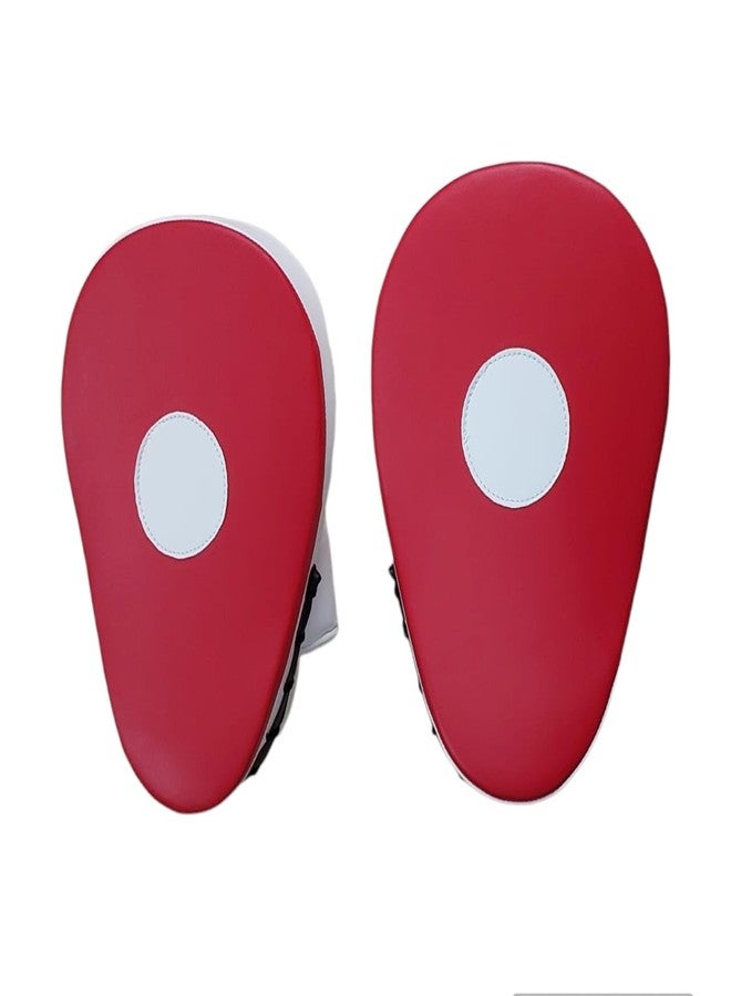 PE Professional Curved Focus Pads Boxing Training Mitts | Synthetic Leather Strike Shields | Shock Absorbing for Combat Sports Training (Red) - Image 4