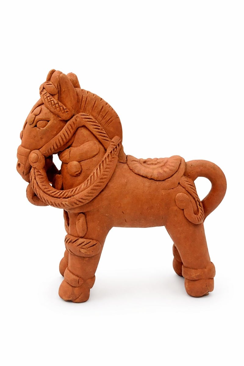 SHOPMEFAST Terracotta Horse Figurine for Home & Garden Decor, 7 Inches, Natural, Handcrafted Decorative Animal Statue (Pack of 2) - Image 4
