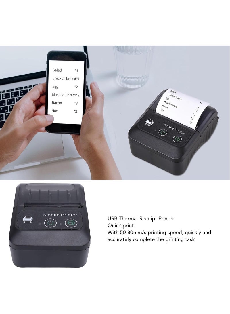 طابعة إيصالات بلوتوث 58 مم، طابعة إيصالات وتذاكر لاسلكية صغيرة محمولة تعمل عبر USB مع لفة ورق طباعة 58 مم، طباعة عالية السرعة للمطاعم - Image 5