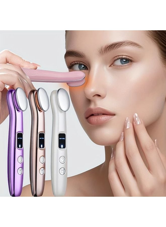 مساج الوجه والعنق والعين الوردي المحمول - شحن عبر USB - أوضاع اهتزاز متعددة - هدية مثالية للنساء - Image 2