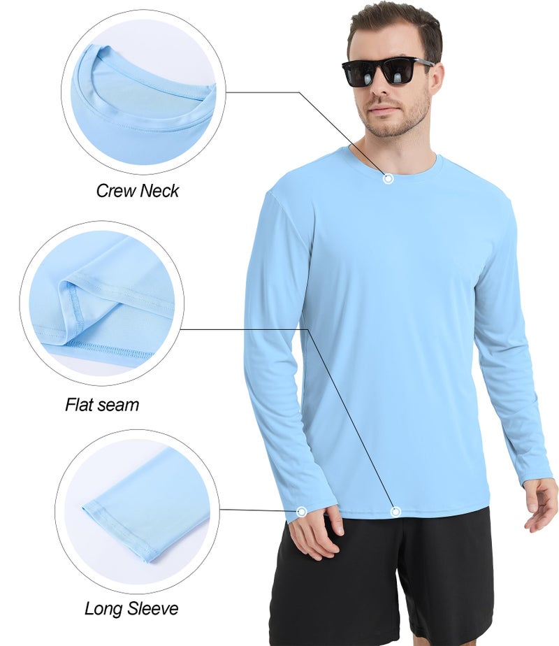 Kinglaman 4 Pack Men's UPF 50+ Rash Guard Swim Fishing Sun Shirts, Long Sleeve SPF UV Sun Protection Shirts for Men 1 Blue 1 Gray 1 Navy 1 Charcoal Large - Image 4