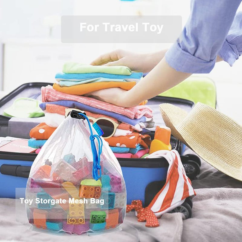 RUSON 16 Pcs Mesh Small Toy Bags for Storage, 3 Sizes Reusable Mesh Drawstring Produce Bags Puzzle Bag for Kids Storage Playroom Organization, Fruits, Vegetable - Image 5