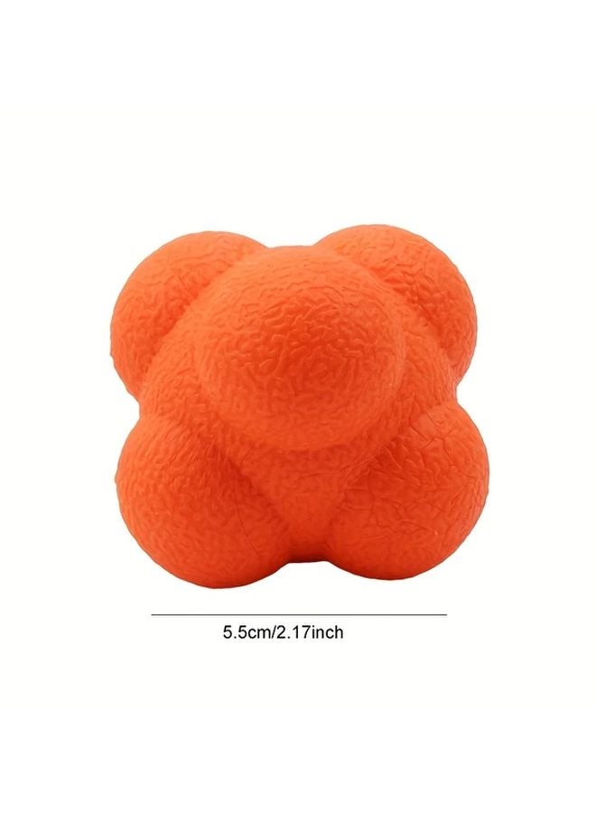 Orange Reflex Hexagonal Reaction Ball For Agility Tennis Fitness Training Sports - Image 1