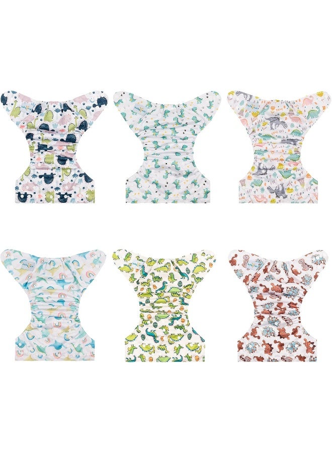 Babygoal Reusable Neutral Cloth Diapers 6 Pack with 10pcs Inserts, One Size Adjustable Washable Pocket Nappy Covers for Baby Boys and Girls 6FB02 - Image 2