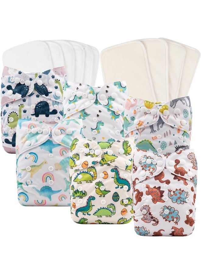 Babygoal Reusable Neutral Cloth Diapers 6 Pack with 10pcs Inserts, One Size Adjustable Washable Pocket Nappy Covers for Baby Boys and Girls 6FB02 - Image 1