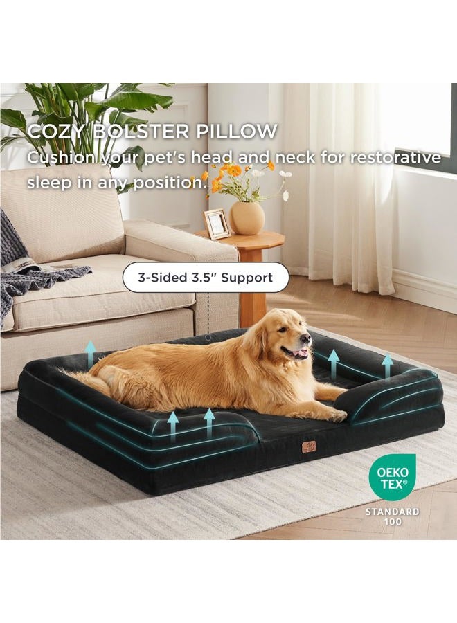 Bedsure XXL Orthopedic Dog Bed - Washable Great Dane Dog Sofa Beds for Giant Dogs, Supportive Foam Pet Couch Bed with Removable Washable Cover, Waterproof Lining and Nonskid Bottom, Black - Image 4