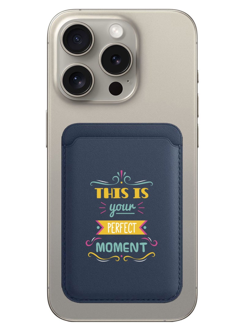 Theodor Magnetic Wallet, Compatible with MagSafe Wallet, for iPhone Wallet, for iPhone 16/15/14/13/12 Series, Not for iPhone 13/12 mini, 3 Card Holder, Vegan Leather, Navy - this is your - Image 1