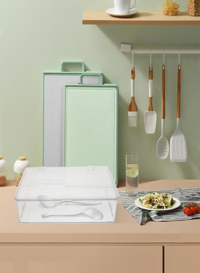 HOMSFOU Flatware Tray with Lid Clear Plastic Kitchen Drawer Organizer Silverware Basket Utensil Holder Countertop Storage Container for Chopsticks Spoon Fork - Image 4